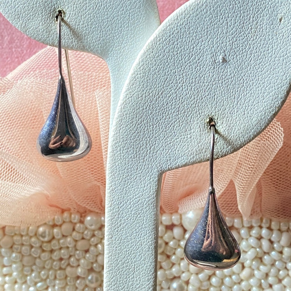 Sterling Silver 925 SETA Teardrop Dangle Earrings Minimalist Glam Chic Feminine